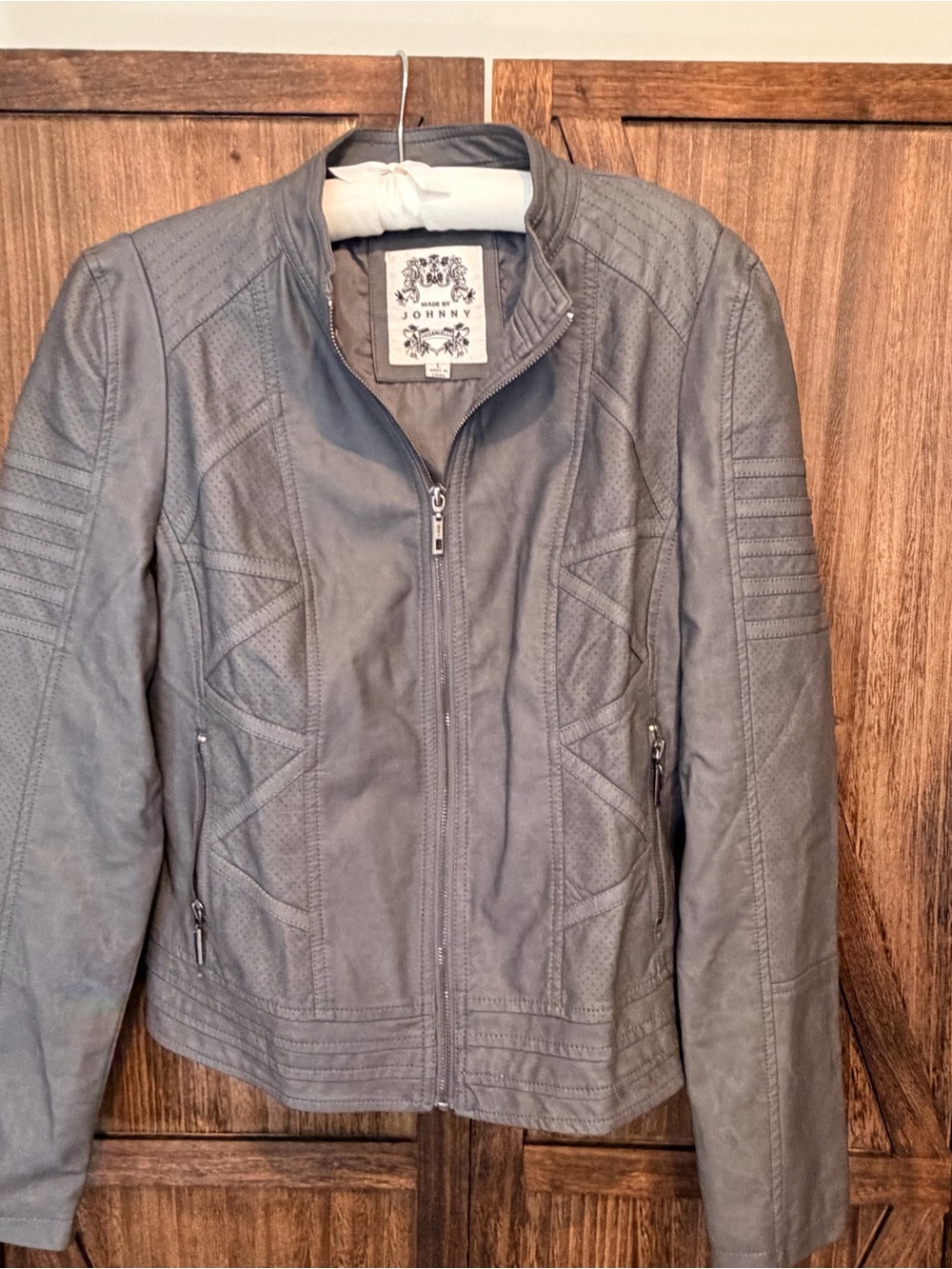 Made by Johnny Gray Moto Jacket Faux Leather Quilted Zip Up Women’s Large